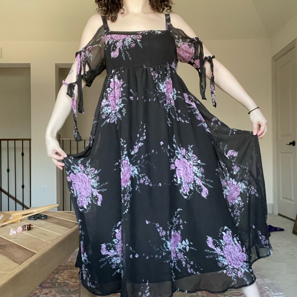 ❤️Free People dark fairycore midi gauze dress